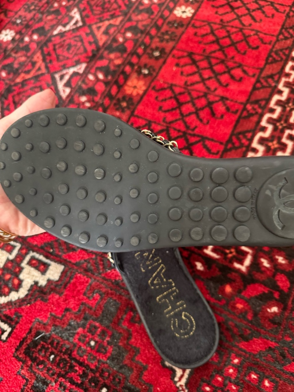 Chanel Chainlink 'CC' Slides Sandals 37 - Picture 4 of 6